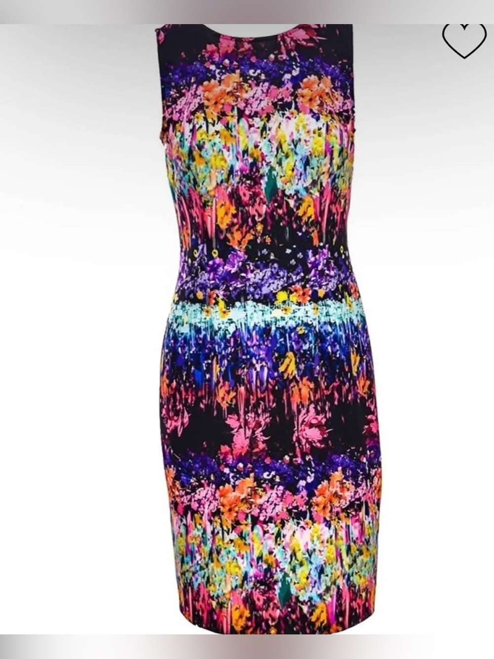 Joseph Ribkoff colourful sleeveless sheath dress size 6 vibrant zip back